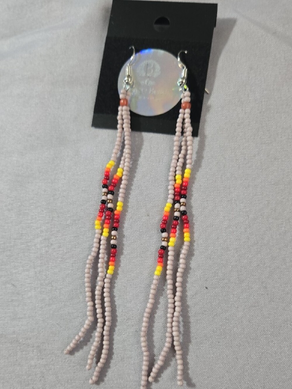 Multicolor Beaded Tassel Earrings - Picture 2 of 2